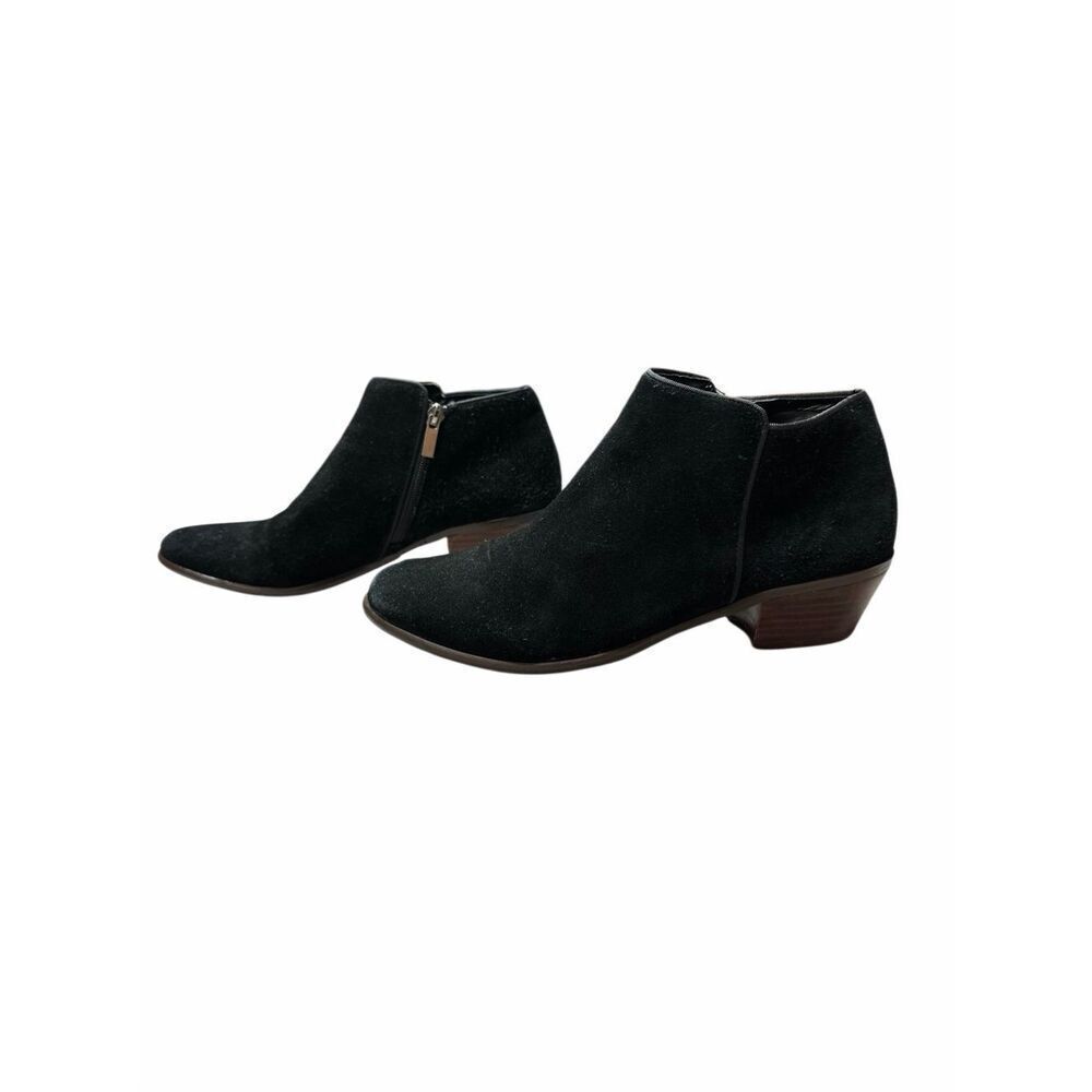 Crown Vintage Tabitha Bootie Black Suede Leather Comfort Low Block Heel Size 10M